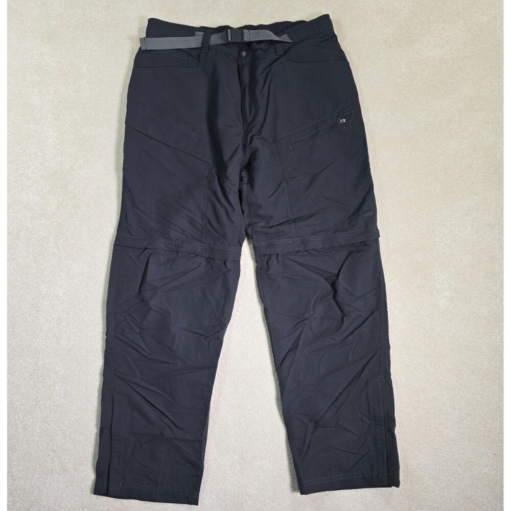 North Face Convertible Cargo Pants Men's Large Gray Belted Nylon Hiking Outdoors